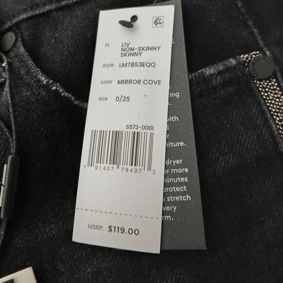 NWT Liverpool Jeans Size 0 25 ECO Liv Non-Skinny Skinny Black Side Stripes - Picture 8 of 14